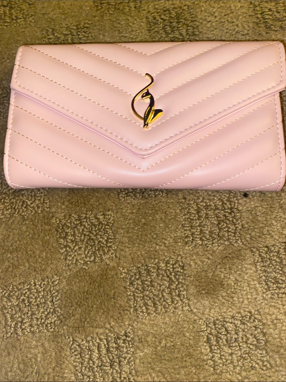 Baby Phat Light Pink Quilted Envelope Wallet with Gold Logo